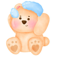 Cute Bear takes a bath.