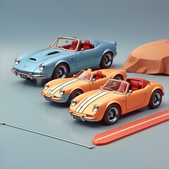  3D-style various toy sports cars 