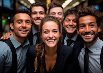 businesswoman having a fun time with her coworkers. generated with ai