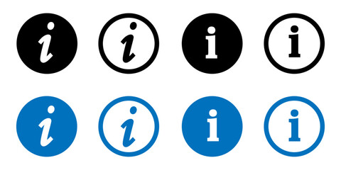 Info icons set. Information icon collection. Info button or symbols on transparent background.