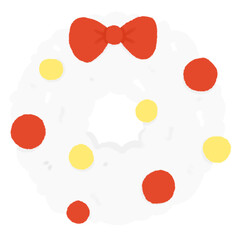 Cute White Christmas wreath Doodle element, Festival signs and symbols, Hand drawn in doodle style.