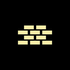 Brick wall icon isolated on black background 