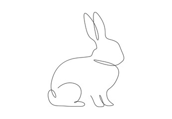Continuous single line drawing of rabbit. Animal icon. Isolated on white background vector illustration. Pro vector. 