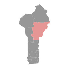 Borgou department map, administrative division of Benin.