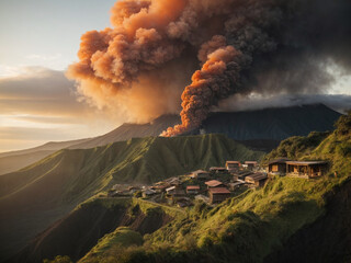 A village perched on the edge of an active volcano