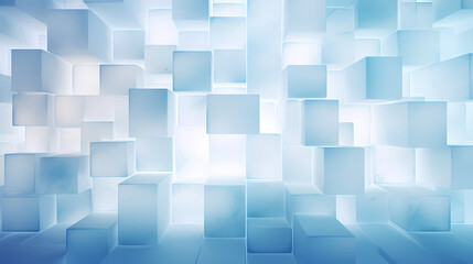 Obraz premium An abstract artistic rendering of a wall textured with light white-blue blocks, amidst a dreamy, soft-focus ambiance
