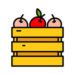 Apples in a box vector icon illustration. Ui, Ux. Premium quality flat sign.