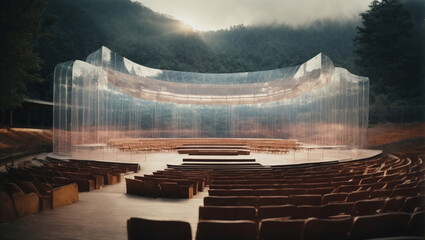 An amphitheater made entirely of transparent materials - obrazy, fototapety, plakaty
