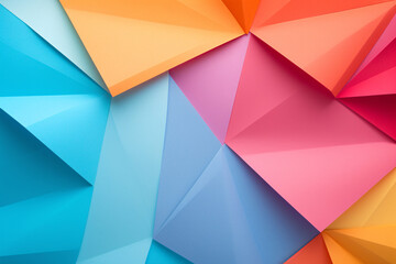 Abstract 3D Colorful Geometric Origami Paper Cut Background