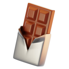 3d rendering chocolate bar icon. Fast food icon concept