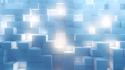 An abstract artistic rendering of a wall textured with light white-blue blocks, amidst a dreamy, soft-focus ambiance