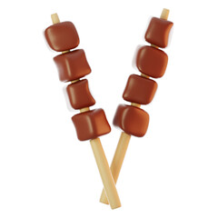 Fast food icon concept. 3d rendering satay icon