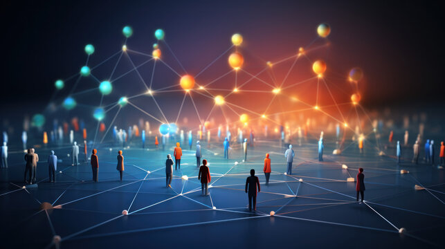 Concept de r&eacute;seau social professionnel, connections entre personnes 
