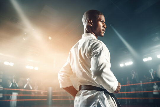 Man master of judo in gym, AI generated