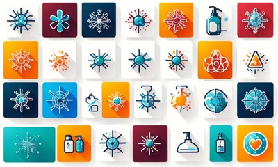 Icons, set of icons, pandemic epidemic infection and pollution concept, vector illustration icon. icons 