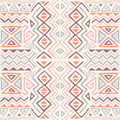African ethnic seamless pattern in tribal style. Trendy abstract geometric background with grunge texture. Unique design elements for textile, banner, cover, wallpaper, wrapping