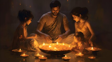Diwali Background, Lotus flower, diya lamp, hindu festival, indian wallpaper