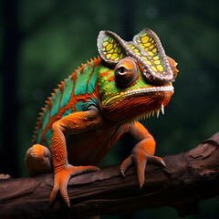 illustration of a chameleon in a tree 