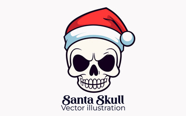 Christmas Cartoon Character of Cute Santa Skull Vector for a Happy Winter Holiday