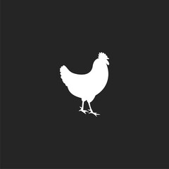 Chicken icon. Farm animal. Silhouette symbol isolated on black background
