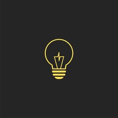 Bulb icon symbol. Lightbulb icon isolated on black background  