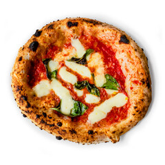 Authentic Neapolitan pizza with transparent background cutout and shadow