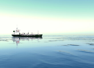 A technical fleet vessel designed for dredging and extraction of non-metallic construction materials.  Hopper dredger. 3d-rendering