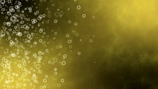Abstract yellow background of moving bubbles, looped animation