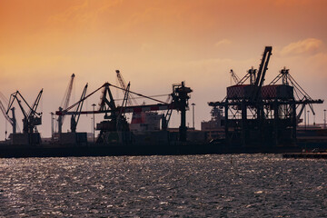 Fototapeta premium Port and industrial zone in Taranto, Apulia, Italy