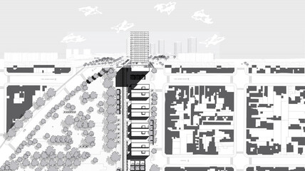 Architectural Detail: Monochrome Section and Plan View