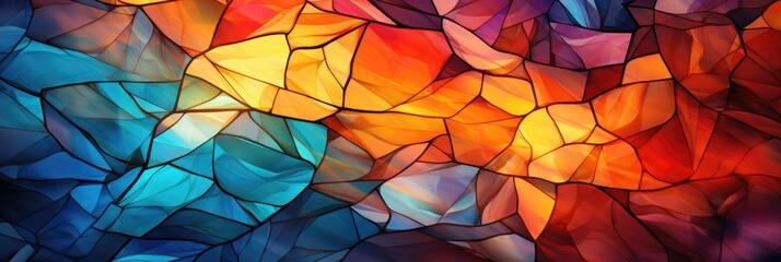 Geometric Harmony: Desktop Background Showcasing Stained Glass Kaleidoscope.