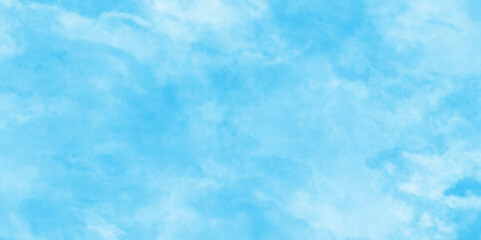  modern and fresh watercolor clouds sky background, Sky clouds with brush painted blue watercolor texture, small and large clouds alternating and moving slowly on cloudy winter morning blue sky.