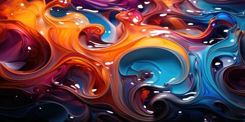 Abstract wallpaper, Psychedelic Oil on Water: Vividly colored oil swirling on water's surface, producing a surreal, psychedelic effect. background, desktop background.