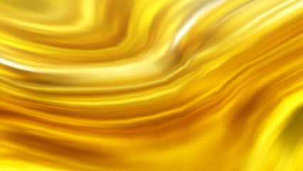 Abstract liquid background in yellow color with metallic textured