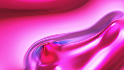 Abstract liquid background in pink color with metallic textured