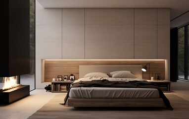 3d render of minimalistic interior bedroom