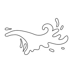 Water and juice splash liquide. One line stroke outline vector Illustration A water splash, celebration of natures power and grace Fresh juice splashed, colourful burst of freshness in air A wave