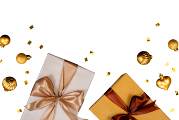 golden and white gift box copy space