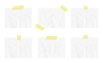 Realistic paper rectangles with adhesive tape strips on transparent  background. Sticky notes	