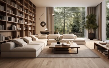 Obraz premium 3d render of light fresh modern interior living room