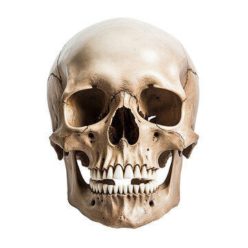 Craneo o calavera humana aislada sobre fondo transparente.