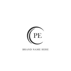 PE logo. P E design. White PE letter. PE, P E letter logo design. Initial letter PE linked circle uppercase monogram logo. P E letter logo vector design. 