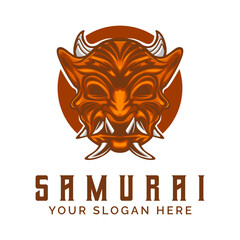 Ronin Samurai Mask Helmet Logo Vector illustration