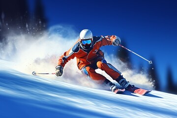 Man skiing down a snowy slope