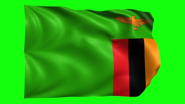 Zambia animated flag on green screen