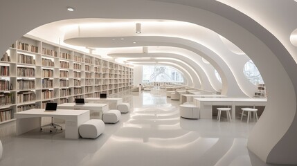 Obraz premium Chinese high school library with amazing space and light where learning is easy. Generative AI Technology 