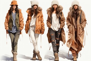 Fototapeta premium group of people in winter clothes