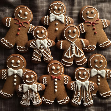 Delicious gingerbread arrangement. Photo christmas cookies