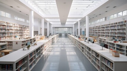 Obraz premium Chinese high school library with amazing space and light where learning is easy. Generative AI Technology 