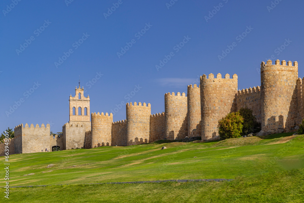 Sticker medieval walls in avila, unesco site, castile and leon, spain